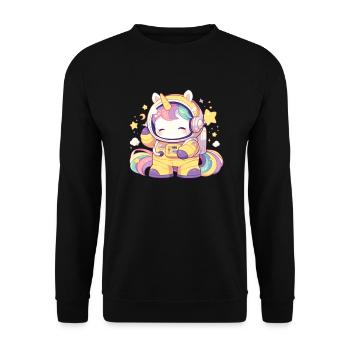 Unicorn Astronaut Kawaii Japanese - Unisex Sweatshirt - black - Front - Alina (178cm) & Michal (187cm)