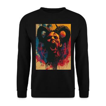 The Devil - Skull, Totenkopf, Teufel - Unisex Pullover - Schwarz - Vorne - Alina (178cm) & Michal (187cm)
