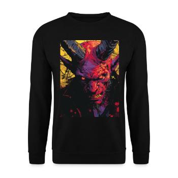 The Devil - Skull, Totenkopf, Teufel - Unisex Pullover - Schwarz - Vorne - Alina (178cm) & Michal (187cm)