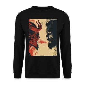 The Devil - Skull, Totenkopf, Teufel - Unisex Pullover - Schwarz - Vorne - Alina (178cm) & Michal (187cm)