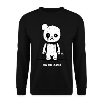 The Fun Maker - Creepy Bear - Unisex Pullover - Schwarz - Vorne - Alina (178cm) & Michal (187cm)