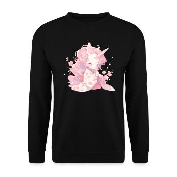 Licorne Sirène Kawaii Japonais - Sweat-shirt Unisexe - noir - Devant - Alina (178cm) & Michal (187cm)
