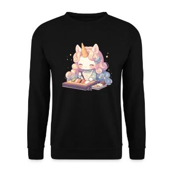Licorne Kawaii Japonais - Sweat-shirt Unisexe - noir - Devant - Alina (178cm) & Michal (187cm)