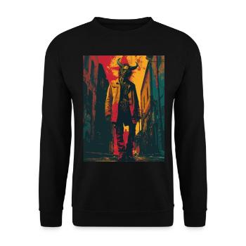 The Devil - Skull, Totenkopf, Teufel - Unisex Pullover - Schwarz - Vorne - Alina (178cm) & Michal (187cm)