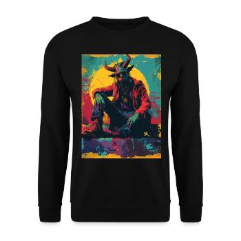The Devil - Skull, Totenkopf, Teufel - Unisex Pullover - Schwarz - Vorne - Alina (178cm) & Michal (187cm)