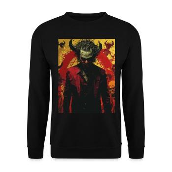 The Devil - Skull, Totenkopf, Teufel - Unisex Pullover - Schwarz - Vorne - Alina (178cm) & Michal (187cm)