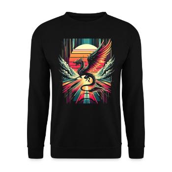 Epic Dragon Retro Vintage - Unisex Sweatshirt - black - Front - Alina (178cm) & Michal (187cm)