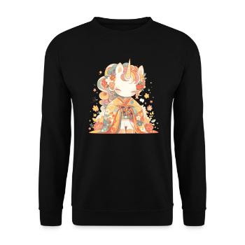 Licorne Kimono Kawaii Japonais - Sweat-shirt Unisexe - noir - Devant - Alina (178cm) & Michal (187cm)