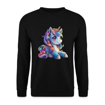Licorne Noël Kawaii - Sweat-shirt Unisexe - noir - Devant - Alina (178cm) & Michal (187cm)
