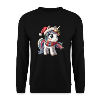 Licorne Noël Kawaii - Sweat-shirt Unisexe - noir - Devant - Alina (178cm) & Michal (187cm)