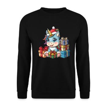 Licorne Noël Kawaii - Sweat-shirt Unisexe - noir - Devant - Alina (178cm) & Michal (187cm)