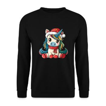 Licorne Noël Kawaii - Sweat-shirt Unisexe - noir - Devant - Alina (178cm) & Michal (187cm)