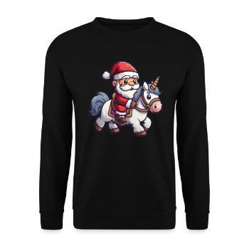 Unicorn Santa Claus Christmas Kawaii - Unisex Sweatshirt - black - Front - Alina (178cm) & Michal (187cm)