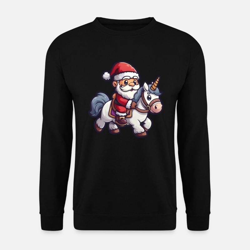 Einhorn Weihnachtsmann Weihnachten Kawaii - Unisex Pullover - Schwarz