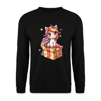 Licorne Noël Kawaii - Sweat-shirt Unisexe - noir - Devant - Alina (178cm) & Michal (187cm)
