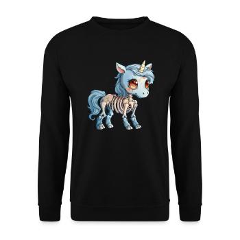 Unicorn Skeleton Halloween Kawaii - Unisex Sweatshirt - black - Front - Alina (178cm) & Michal (187cm)