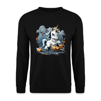 Unicorn Pumpkin Halloween Kawaii - Unisex Sweatshirt - black - Front - Alina (178cm) & Michal (187cm)