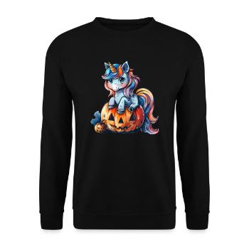 Unicorn Pumpkin Halloween Kawaii - Unisex Sweatshirt - black - Front - Alina (178cm) & Michal (187cm)