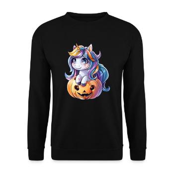 Unicorn Pumpkin Halloween Kawaii - Unisex Sweatshirt - black - Front - Alina (178cm) & Michal (187cm)