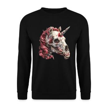 Tête de mort Licorne Halloween Kawaii - Sweat-shirt Unisexe - noir - Devant - Alina (178cm) & Michal (187cm)