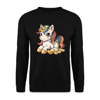 Licorne péter or Saint-Patrick Kawaii - Sweat-shirt Unisexe - noir - Devant - Alina (178cm) & Michal (187cm)