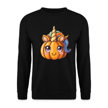 Unicorn Pumpkin Thanksgiving Kawaii - Unisex Sweatshirt - black - Front - Alina (178cm) & Michal (187cm)
