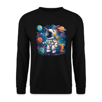 Unicorn Astronaut Kawaii Japanese - Unisex Sweatshirt - black - Front - Alina (178cm) & Michal (187cm)