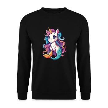 Licorne Sirène Kawaii Japonais - Sweat-shirt Unisexe - noir - Devant - Alina (178cm) & Michal (187cm)