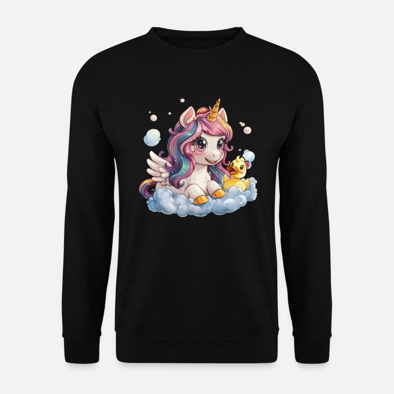 Einhorn Schaumbad Kawaii Japanisch - Unisex Pullover - Schwarz