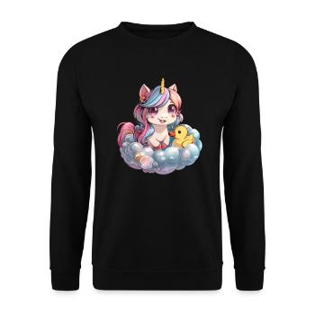 Unicorn Bubble Bath Kawaii Japanese - Unisex Sweatshirt - black - Front - Alina (178cm) & Michal (187cm)