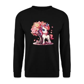 Licorne Kawaii Japonais - Sweat-shirt Unisexe - noir - Devant - Alina (178cm) & Michal (187cm)