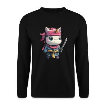 Unicorn Ninja Kawaii Japanese - Unisex Sweatshirt - black - Front - Alina (178cm) & Michal (187cm)