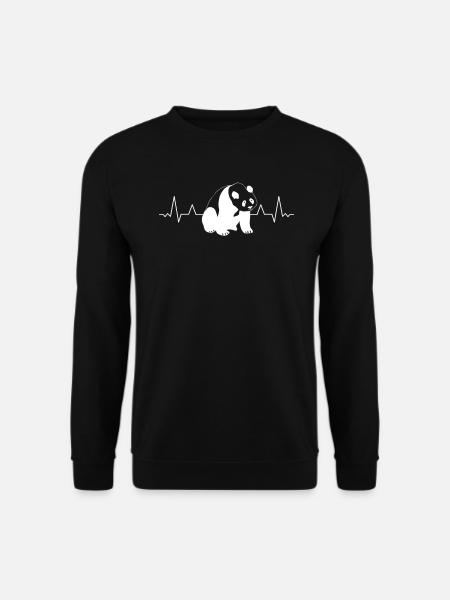Pandabär Heartbeat Japanischer Panda - Unisex Pullover - Schwarz