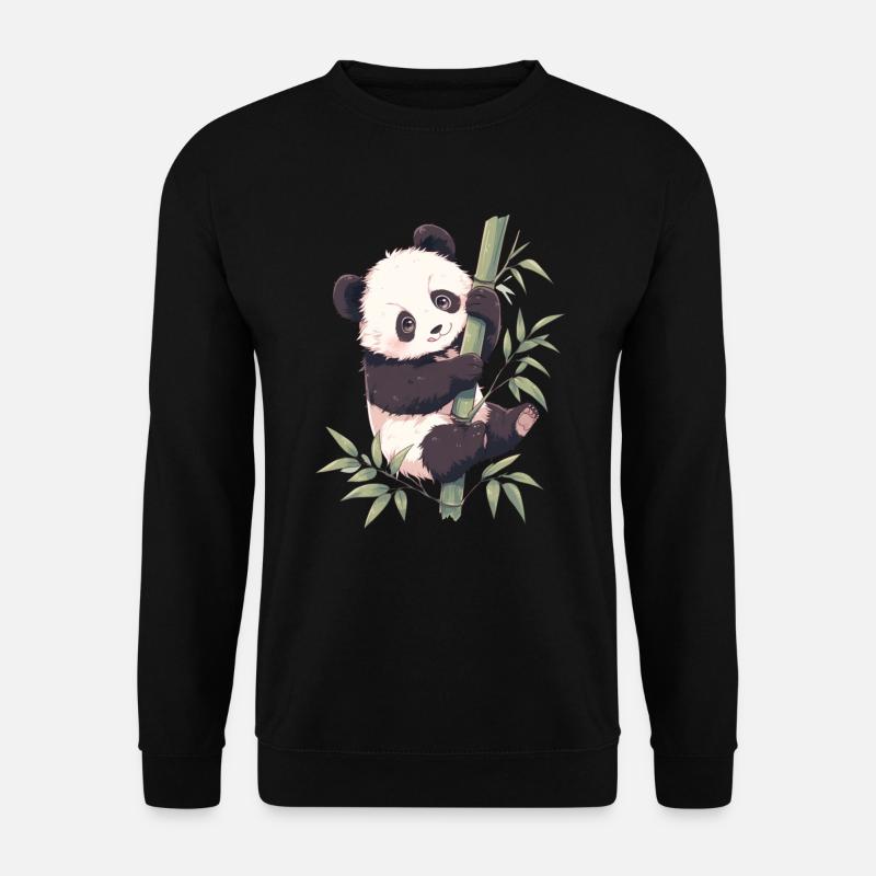 Pandabär Kletternder Japanischer Panda - Unisex Pullover - Schwarz