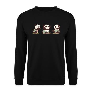 Pandabär Yoga Japanischer Riesenpanda - Unisex Pullover - Schwarz - Vorne - Alina (178cm) & Michal (187cm)