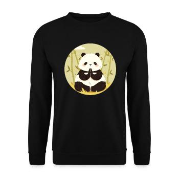 Meditierender Pandabär Japanischer Riesenpanda - Unisex Pullover - Schwarz - Vorne - Alina (178cm) & Michal (187cm)