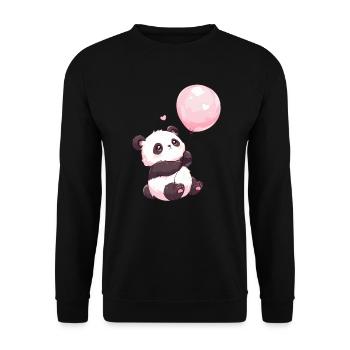 Pandabär Ballon Japanischer Riesenpanda - Unisex Pullover - Schwarz - Vorne - Alina (178cm) & Michal (187cm)