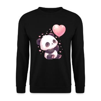 Panda Bear Balloon Japanese Giant Panda - Unisex Sweatshirt - black - Front - Alina (178cm) & Michal (187cm)