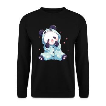 Pandabär Pyjama Japanischer Riesenpanda - Unisex Pullover - Schwarz - Vorne - Alina (178cm) & Michal (187cm)