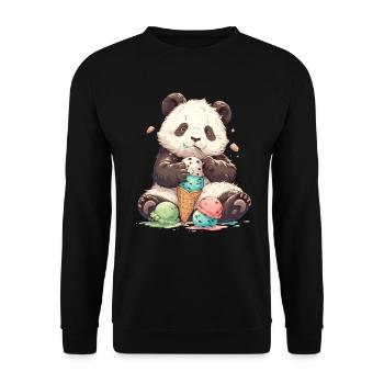 Pandabär-Eiscreme Japanischer Riesenpanda - Unisex Pullover - Schwarz - Vorne - Alina (178cm) & Michal (187cm)