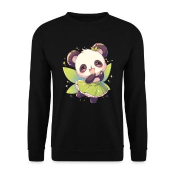 Pandabär Fee Japanischer Riesenpanda - Unisex Pullover - Schwarz - Vorne - Alina (178cm) & Michal (187cm)