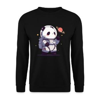 Pandabär Astronaut Japanischer Riesenpanda - Unisex Pullover - Schwarz - Vorne - Alina (178cm) & Michal (187cm)