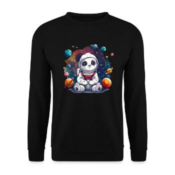 Pandabär Astronaut Japanischer Riesenpanda - Unisex Pullover - Schwarz - Vorne - Alina (178cm) & Michal (187cm)