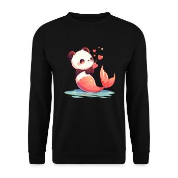 Pandabär Meerjungfrau Japanischer Riesenpanda - Unisex Pullover - Schwarz - Vorne - Alina (178cm) & Michal (187cm)