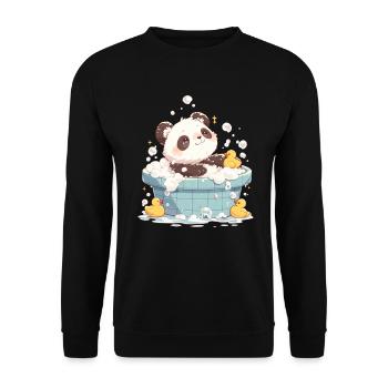 Panda Bear Bubble Bath Japanese Giant Panda - Unisex Sweatshirt - black - Front - Alina (178cm) & Michal (187cm)