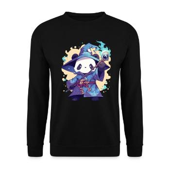 Panda Bear Wizard Japanese Giant Panda - Unisex Sweatshirt - black - Front - Alina (178cm) & Michal (187cm)
