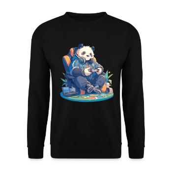 Panda Bear Gamer Japanese Giant Panda - Unisex Sweatshirt - black - Front - Alina (178cm) & Michal (187cm)