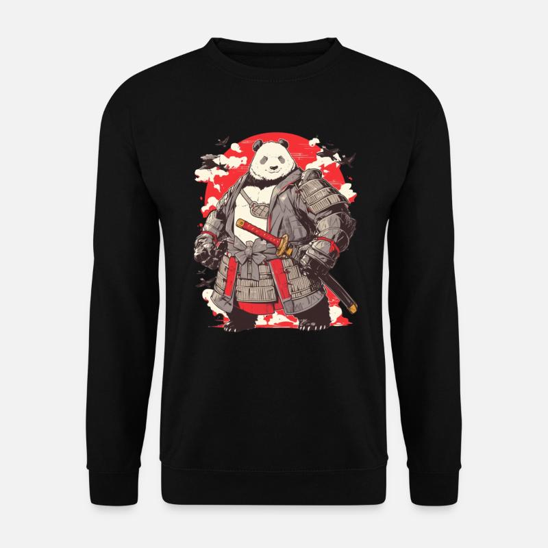 Pandabär Samurai Japanischer Riesenpanda - Unisex Pullover - Schwarz