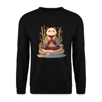 Pandabär Zen Japanischer Riesenpanda - Unisex Pullover - Schwarz - Vorne - Alina (178cm) & Michal (187cm)
