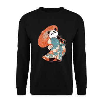 Pandabär Geisha Japanischer Riesenpanda - Unisex Pullover - Schwarz - Vorne - Alina (178cm) & Michal (187cm)
